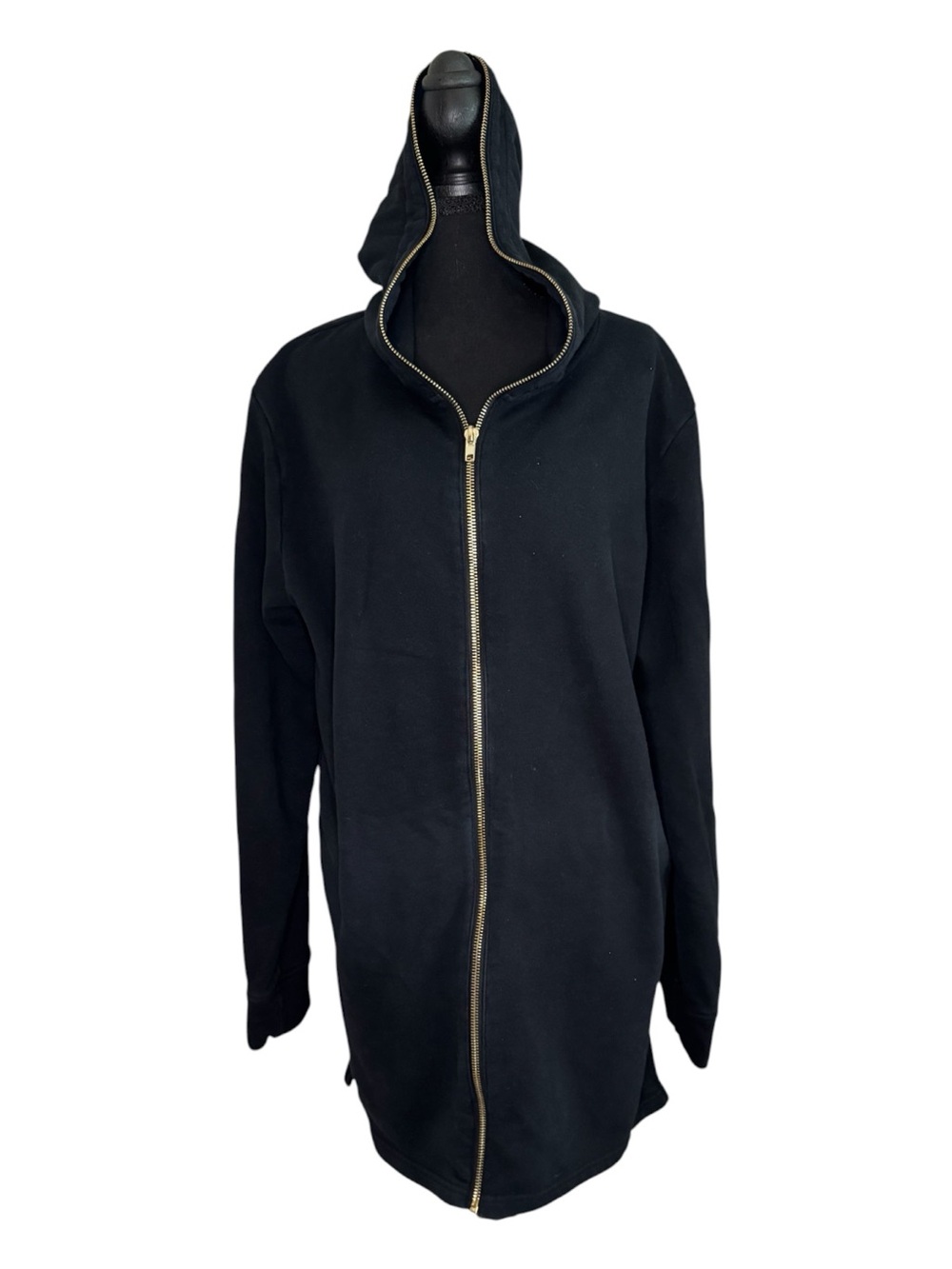 Men's Black Full-Zip Hoodie with Gold Zipper